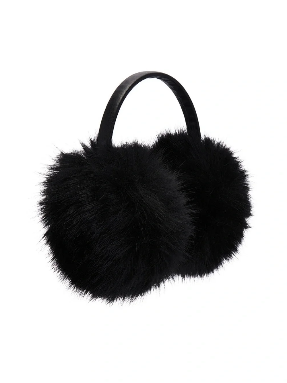 Adrienne Landau The Vee Black Faux Fur Earmuffs - OS - Jet Black